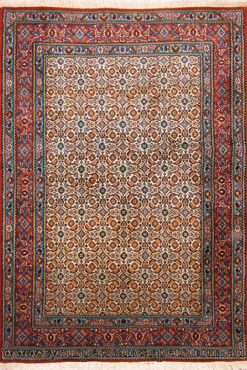 Moud Oriental Hand Knotted Wool & Silk Rug - Click Image to Close