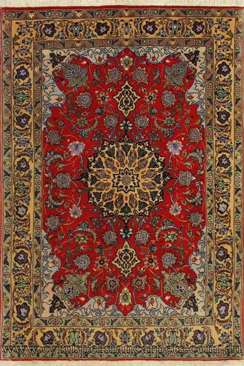 Tabriz Medallion Hand Knotted Wool & Silk Rug - Click Image to Close