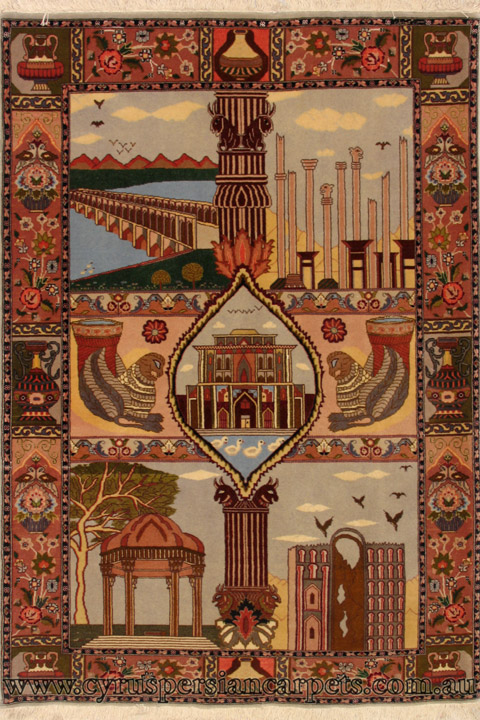Tabriz Pictorial Hand Knotted Wool Rug - Click Image to Close