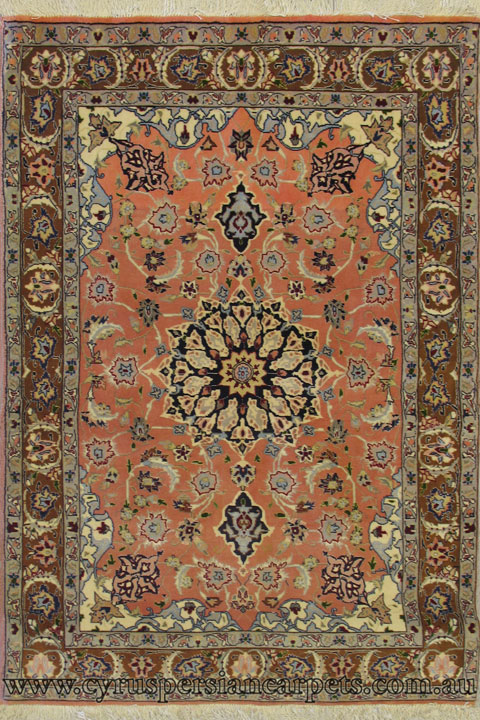 Tabriz Medallion Hand Knotted Wool & Silk Rug - Click Image to Close