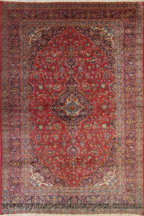 Kashan Medallion Hand Knotted Wool Rug - Click Image to Close