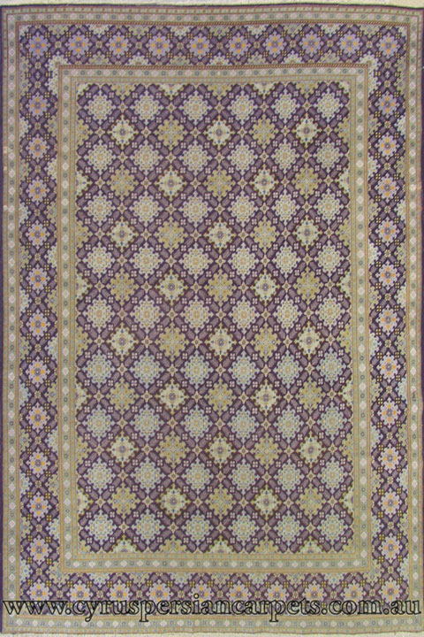 Kashan Geometric Hand Knotted Wool Rug - Click Image to Close