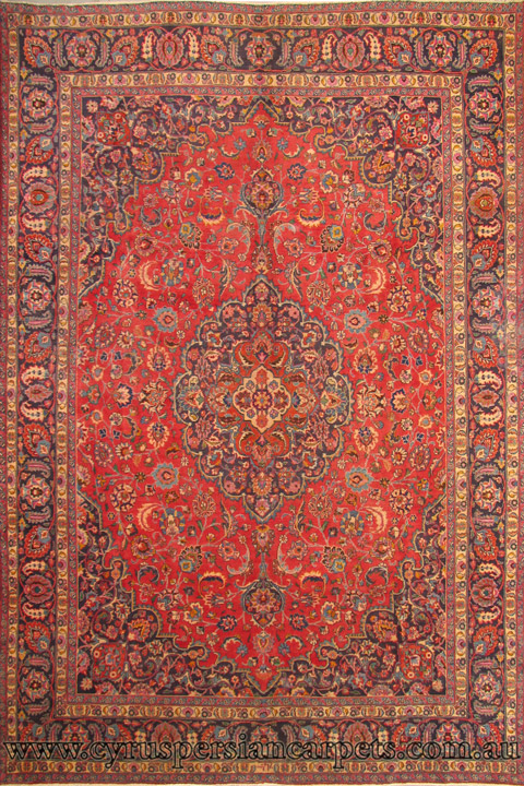 Mashad Medallion Hand Knotted Wool Rug - Click Image to Close
