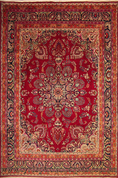 Mashad Medallion Hand Knotted Wool Rug - Click Image to Close