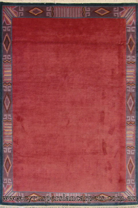 Nepal Hand Knotted Modern Border Wool Rug - Click Image to Close
