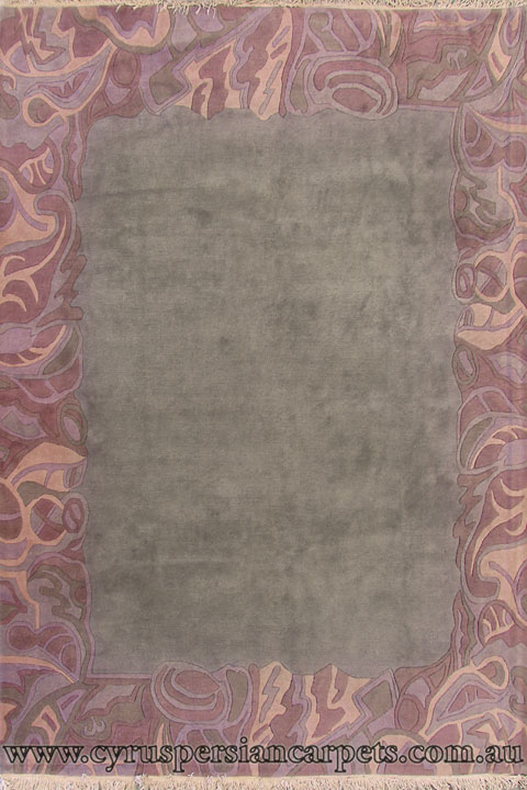 Nepal Hand Knotted Modern Border Wool Rug - Click Image to Close