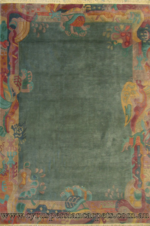 Nepal Hand Knotted Modern Border Wool Rug - Click Image to Close