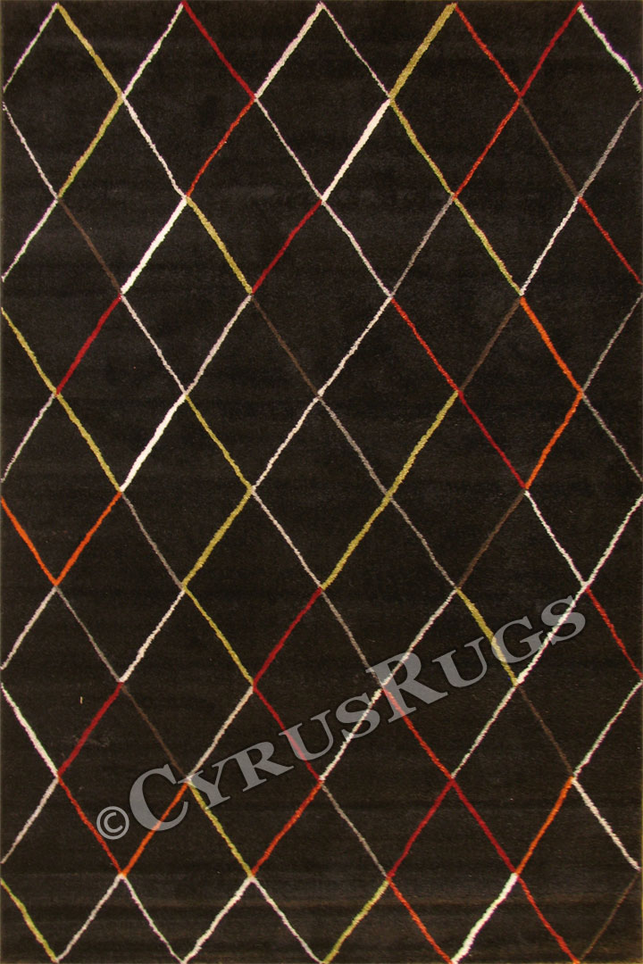 Barcelona Modern Diamond Pattern Rug 6418 Penny Black - Click Image to Close