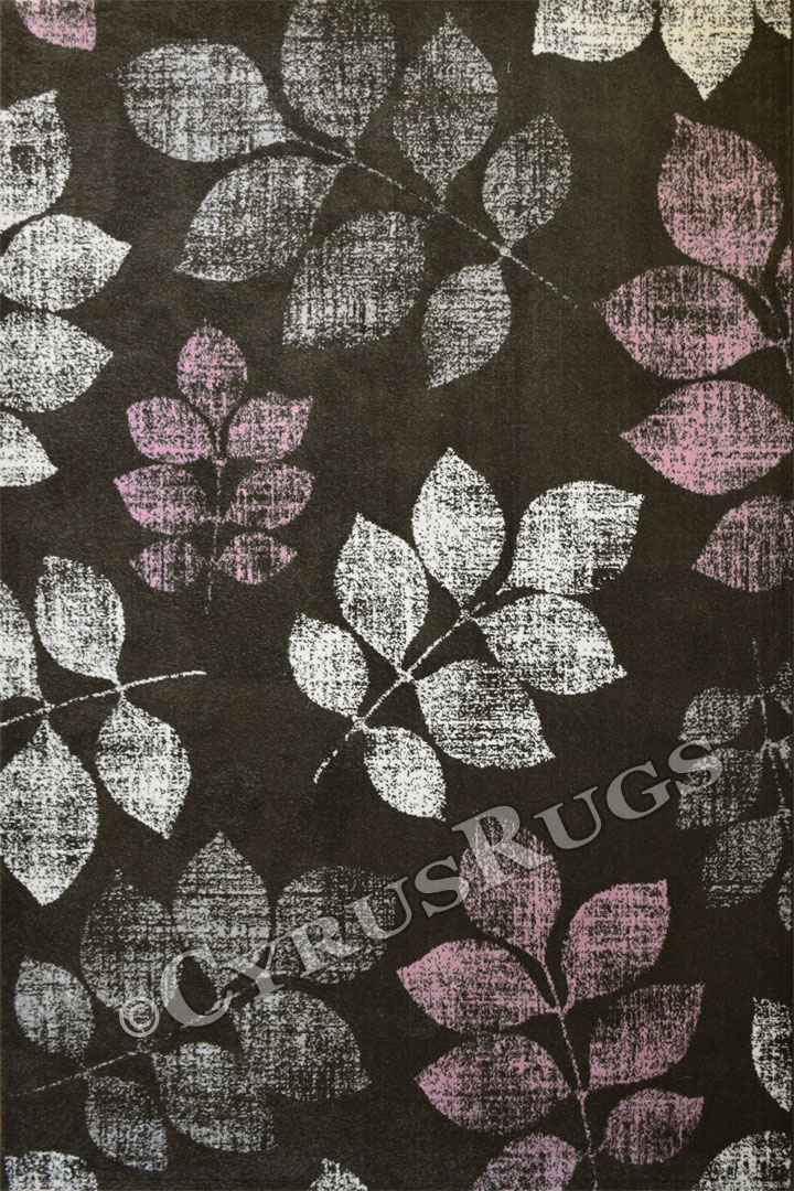 Barcelona Modern Leaf Rugs 4718 Coffee Brown Charisma Rose - Click Image to Close