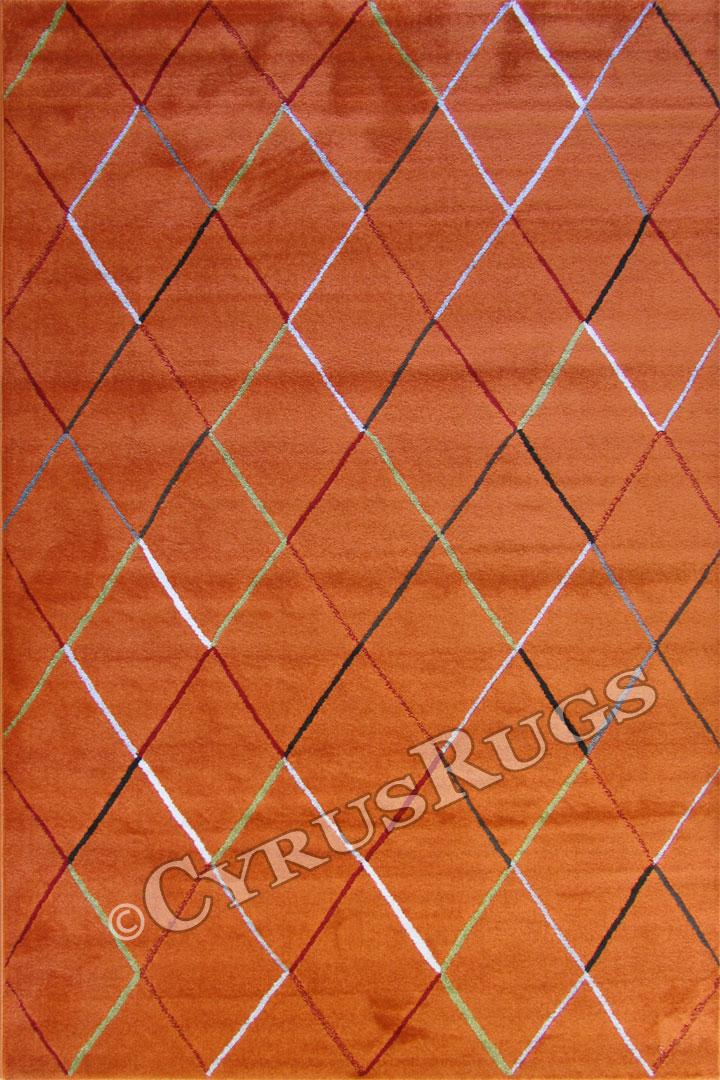 Barcelona Modern Diamond Pattern Rug 6418 Roasted Orange - Click Image to Close