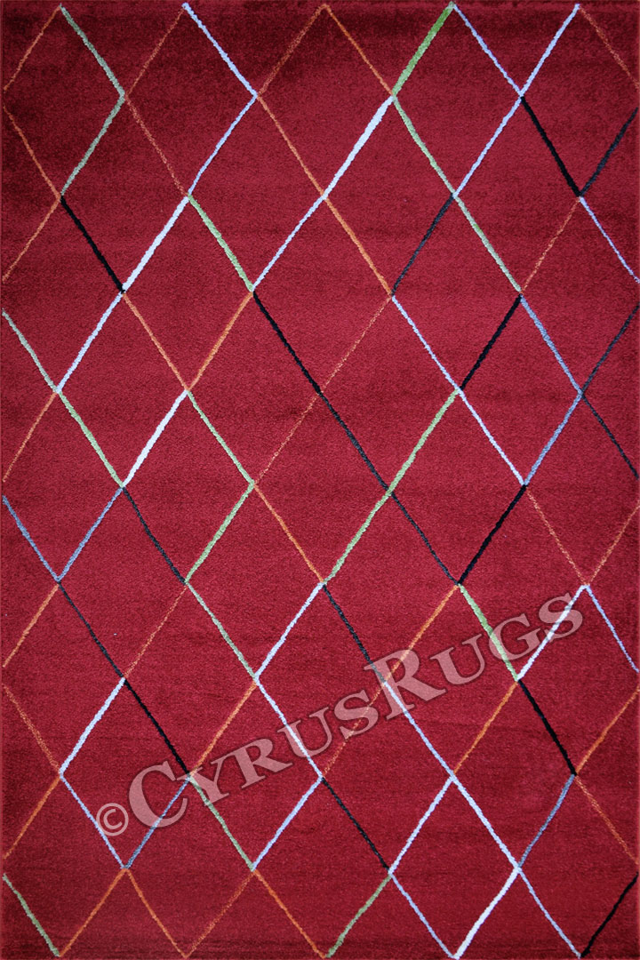 Barcelona Modern Diamond Pattern Rugs 6418 Nova Red - Click Image to Close