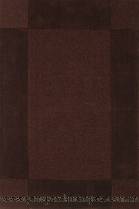 Bari Wool Modern Plain Border Rug 536 Brown - Click Image to Close