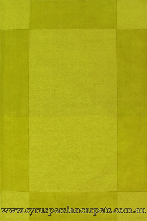 Bari Wool Modern Plain Border Rug 536 Green - Click Image to Close