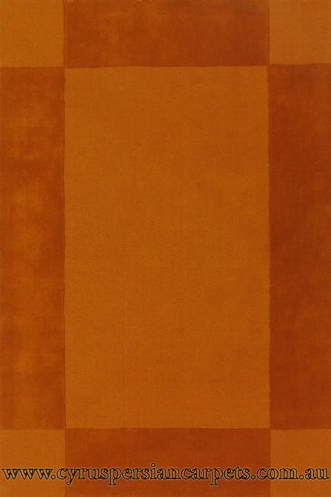 Bari Wool Modern Plain Border Rug 536 Orange - Click Image to Close
