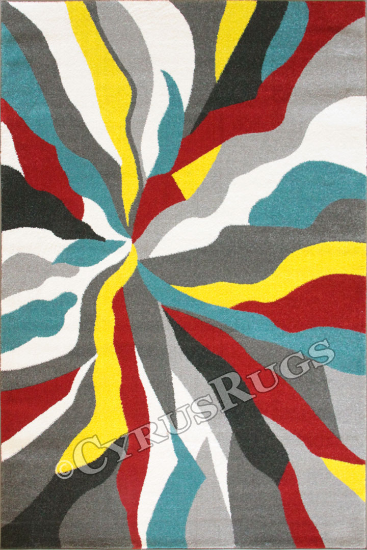 Boston Modern Abstract Rug A178A L. Grey Red - Click Image to Close