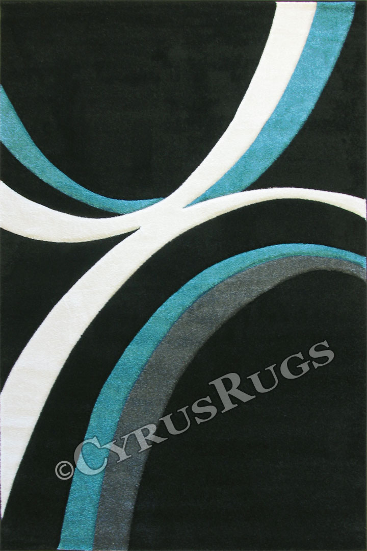 Boston Modern Abstract Rugs A710 Black White - Click Image to Close