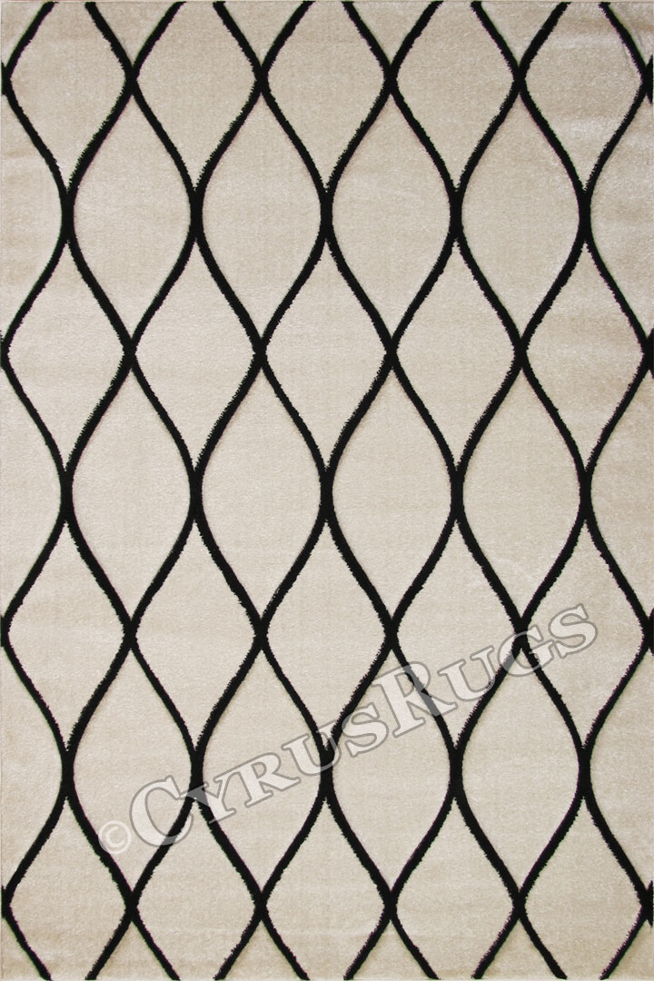 Boston Modern Trellis Rugs B139 White Black - Click Image to Close