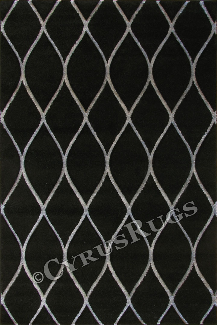 Boston Modern Trellis Rugs B139A Black L. Gray - Click Image to Close