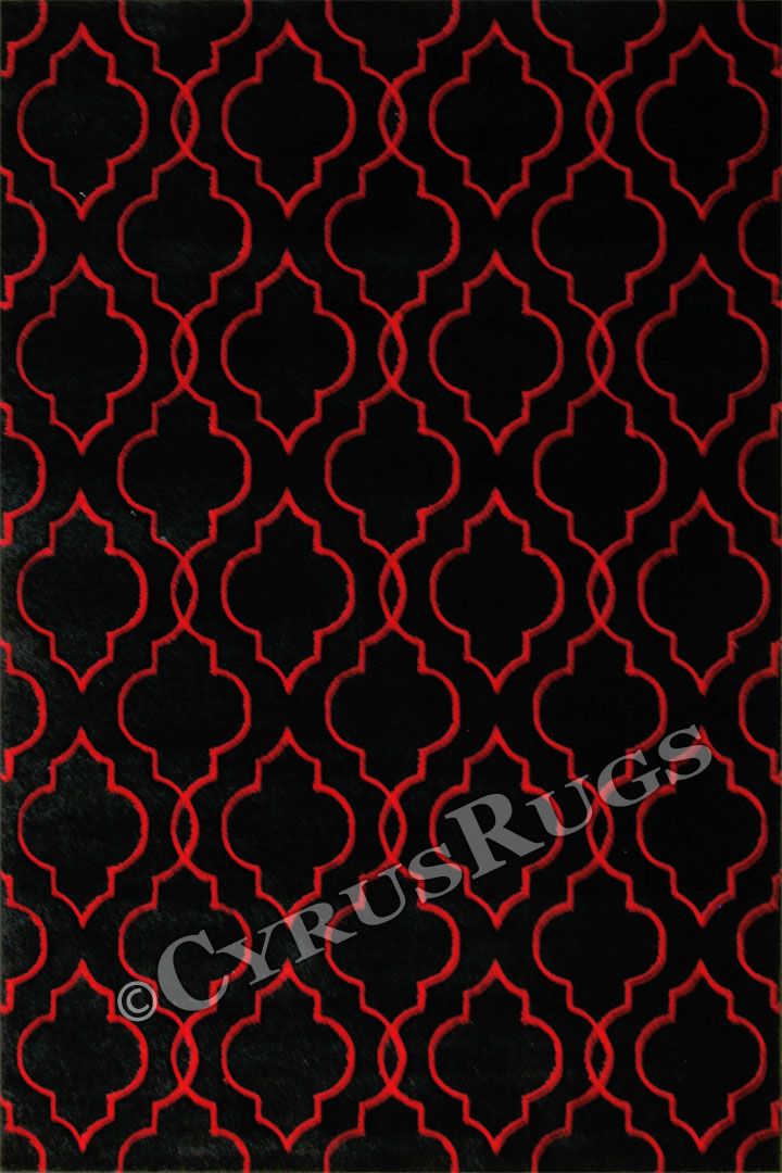 Boston Modern Trellis Rugs 337 Black Red - Click Image to Close