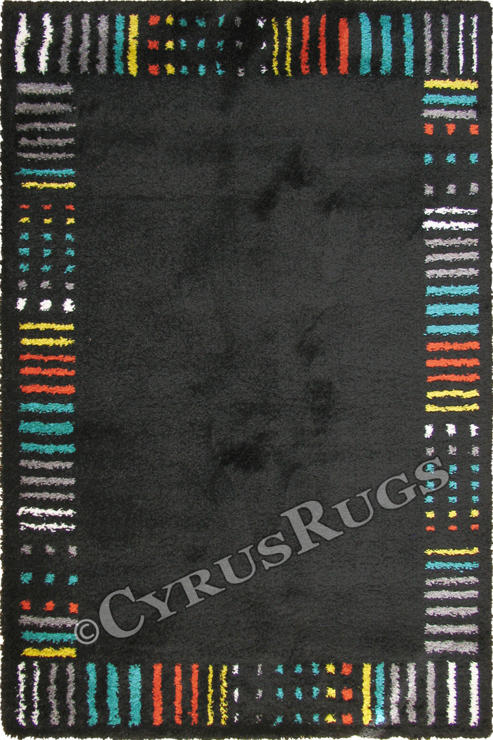 Casino Modern Border Rug 6003 Black - Click Image to Close