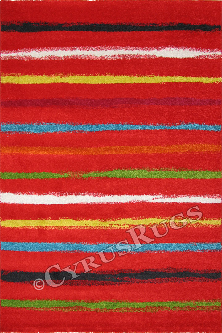 Donatello Modern Striped Rug 6255 Red - Click Image to Close