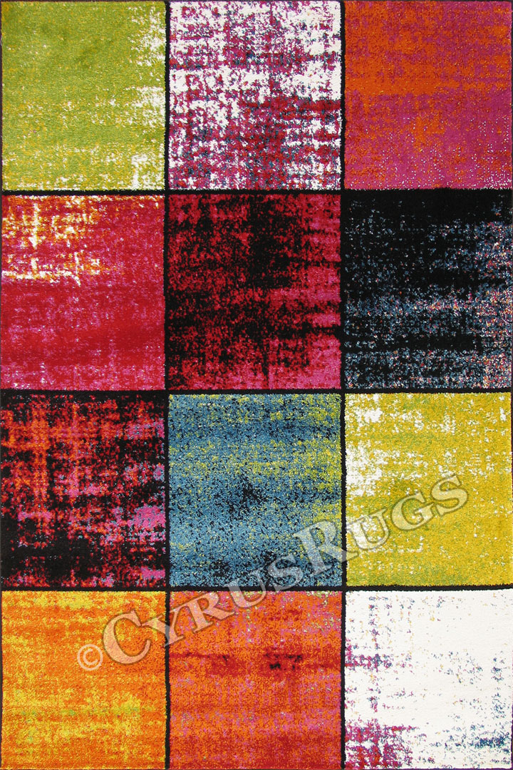 Esatto Modern Square Pattern Rugs E254A Black B. Red - Click Image to Close