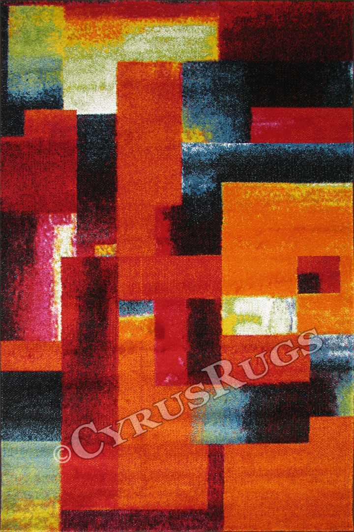 Esatto Modern Brush Stroke Rugs G096A B. Red Black - Click Image to Close