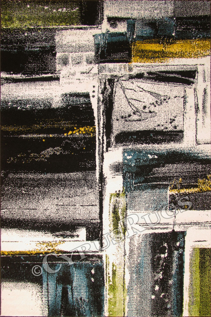 Esatto Modern Brush Stroke Rugs G196A Black White - Click Image to Close
