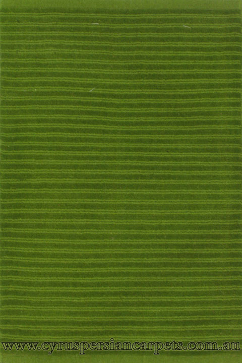 Flavia Wool Modern Plain Stripe Rug Green - Click Image to Close