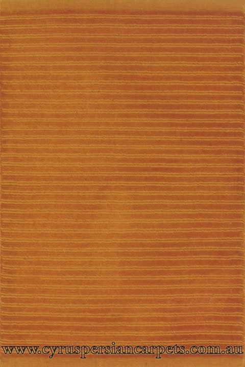 Flavia Wool Modern Plain Stripe Rug Orange - Click Image to Close