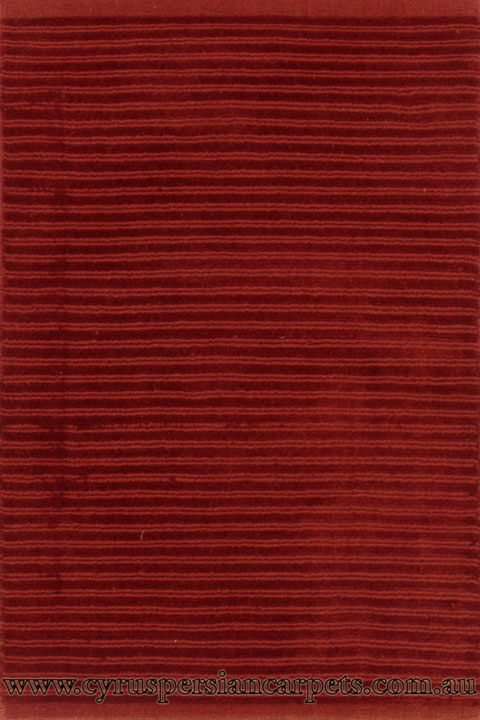 Flavia Wool Modern Plain Stripe Rug Red - Click Image to Close