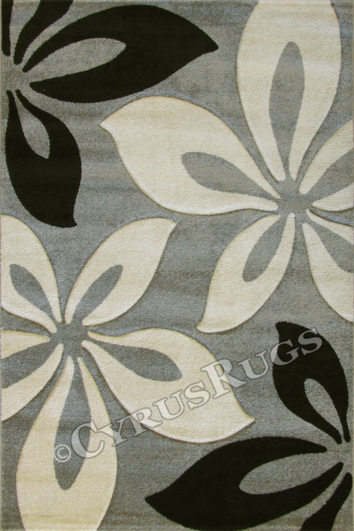 Flower Modern Rugs Grey - Click Image to Close