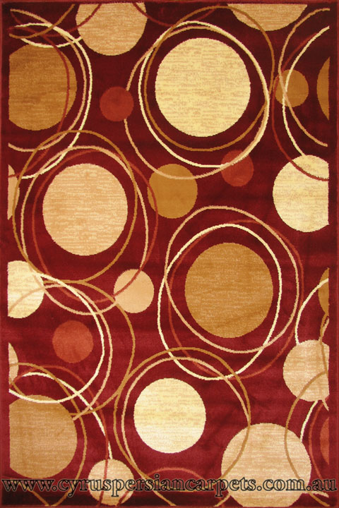 Hawaii Modern Circle Design Rug 2364 Red - Click Image to Close