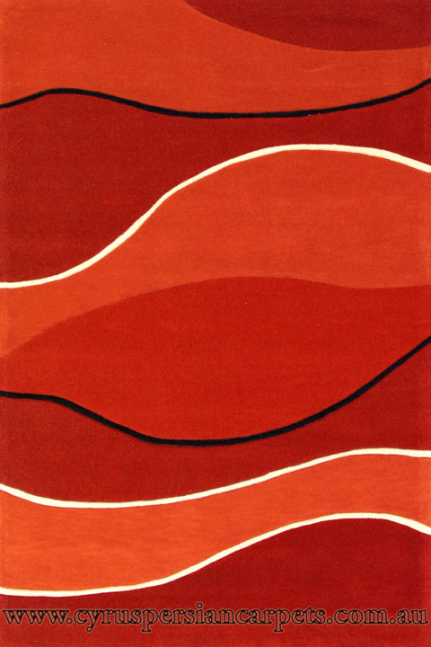 London Modern Wavy Rug W215-Red - Click Image to Close