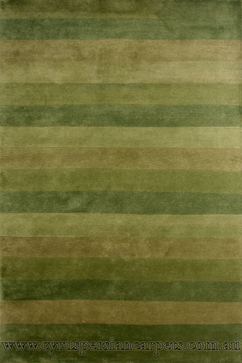 Indo Nepal Wool Modern Stripe Rug 502 Green - Click Image to Close