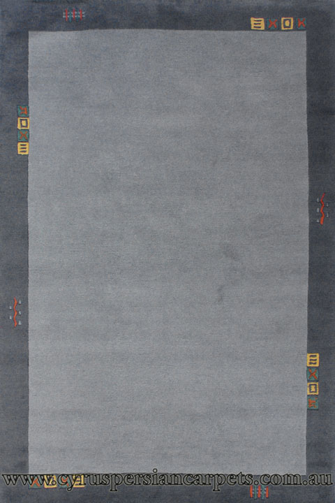 Indo Nepal Wool Modern Border Rug 526 Blue - Click Image to Close