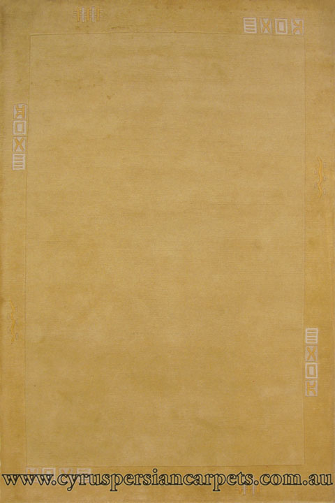 Indo Nepal Wool Modern Border Rug 526 Gold - Click Image to Close