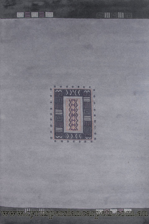 Indo Nepal Wool Modern Abstract Rug 530 Blue - Click Image to Close