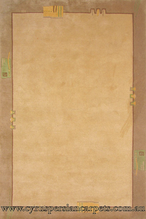 Indo Nepal Wool Modern Border Rug 582 Beige - Click Image to Close