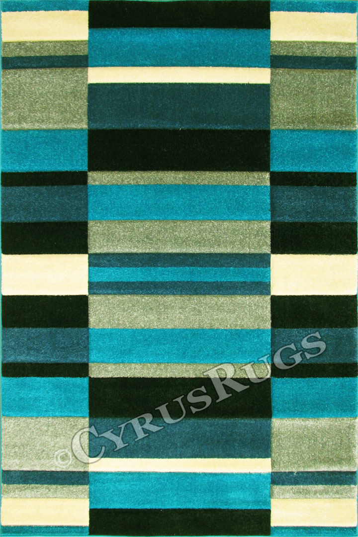 Nevada Modern Striped Rugs 8922 L. Turkuaz D. Turkuaz - Click Image to Close