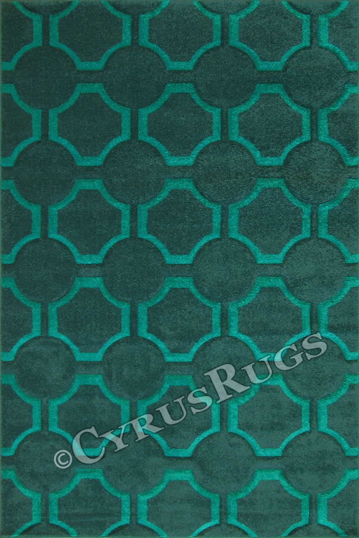 Nevada Modern Trellis Rugs 9162 D. Turkuaz L. Turkuaz - Click Image to Close