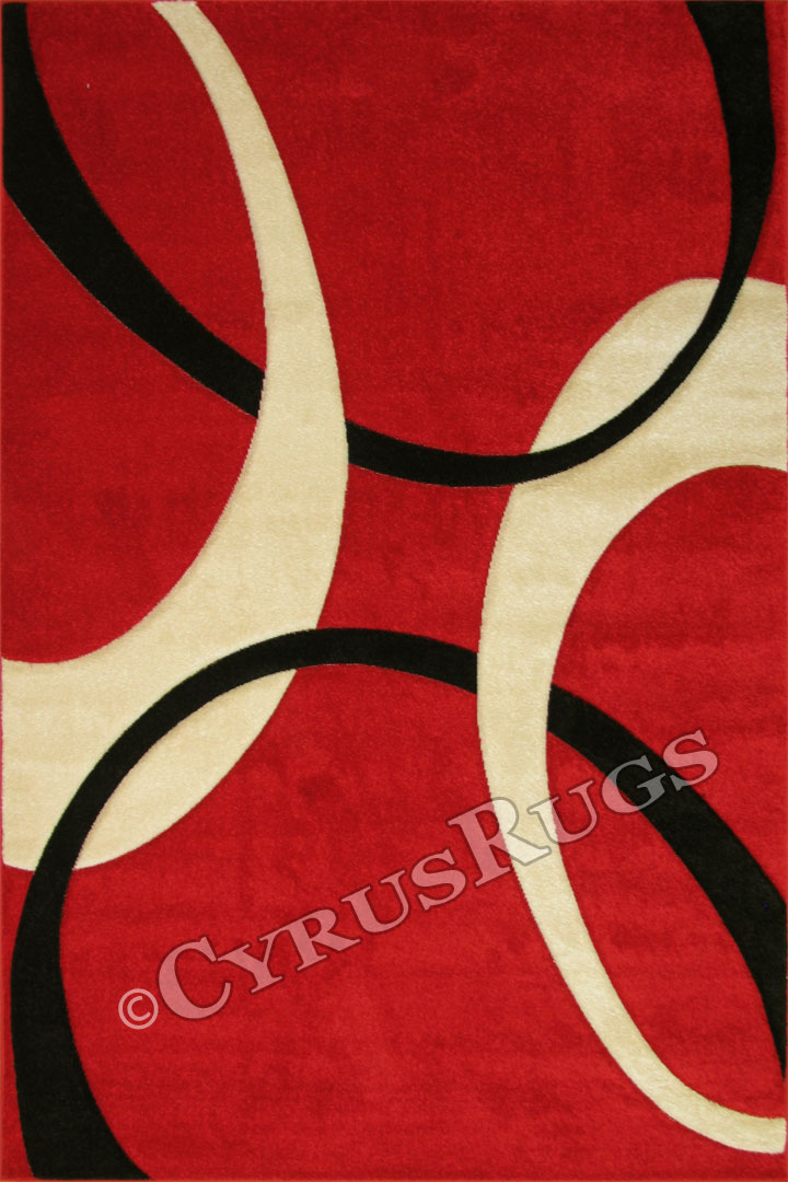 Nevada Modern Circle Design Rugs 8921 Red Black - Click Image to Close