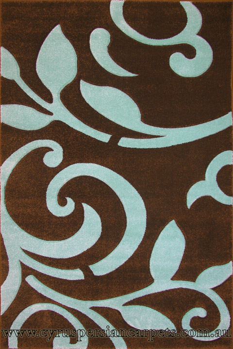 Paris Modern Floral Rug 5124 Brown Turquoise - Click Image to Close