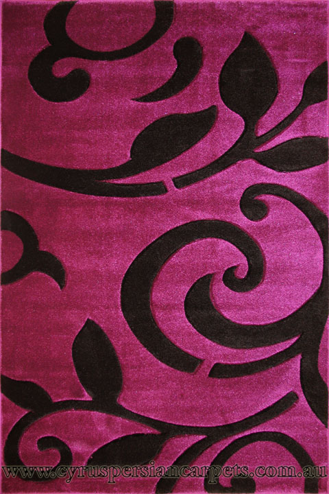 Paris Modern Floral Rug 5124 Lilac Black - Click Image to Close