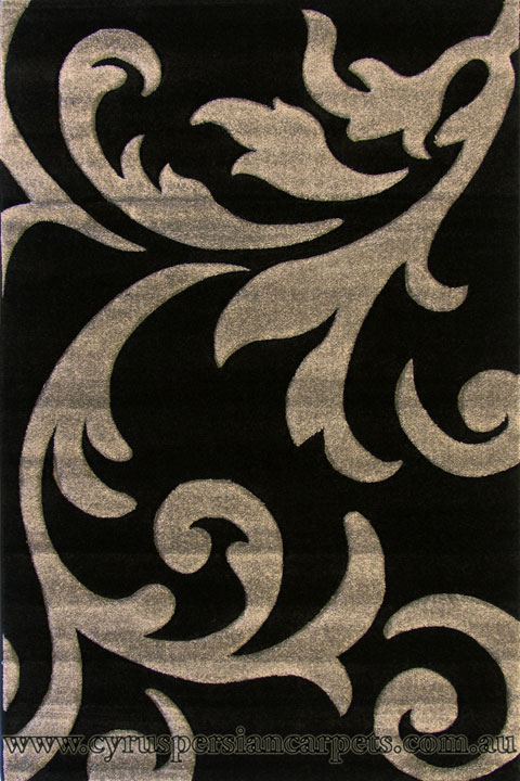 Paris Modern Floral Rug 5003 Black Grey - Click Image to Close