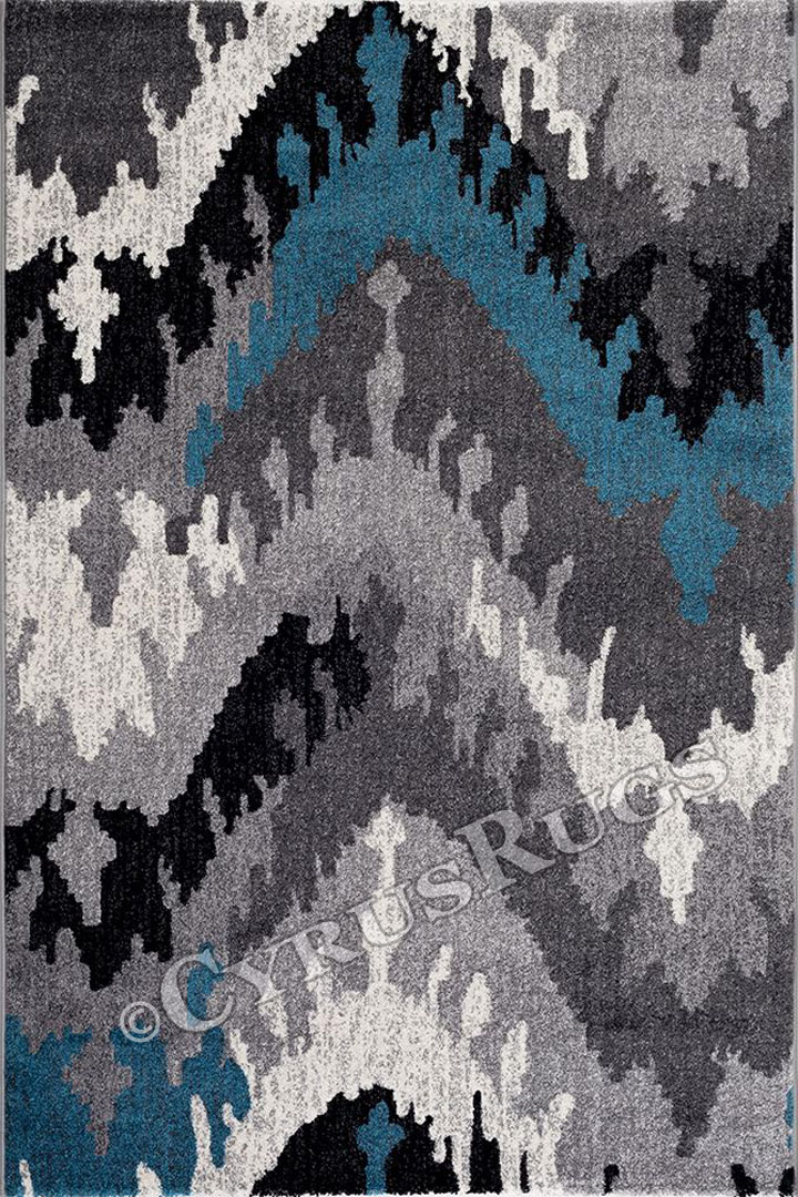 Renzo Modern Abstract Rugs 4101 Light Grey Blue - Click Image to Close