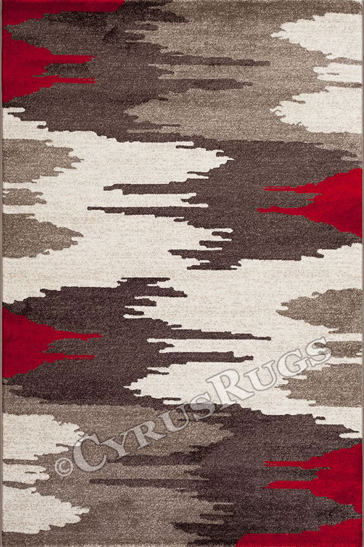 Renzo Modern Abstract Rugs 4071 Dark Begie Red - Click Image to Close