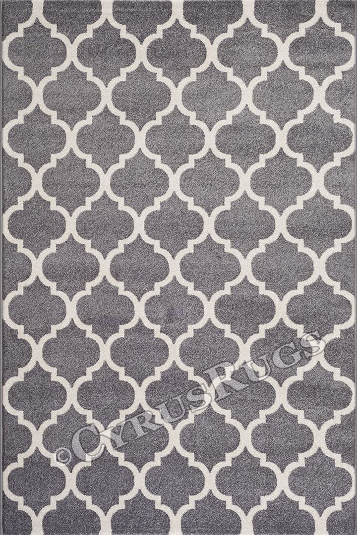 Renzo Modern Trellis Rugs 4001 Light Grey White - Click Image to Close