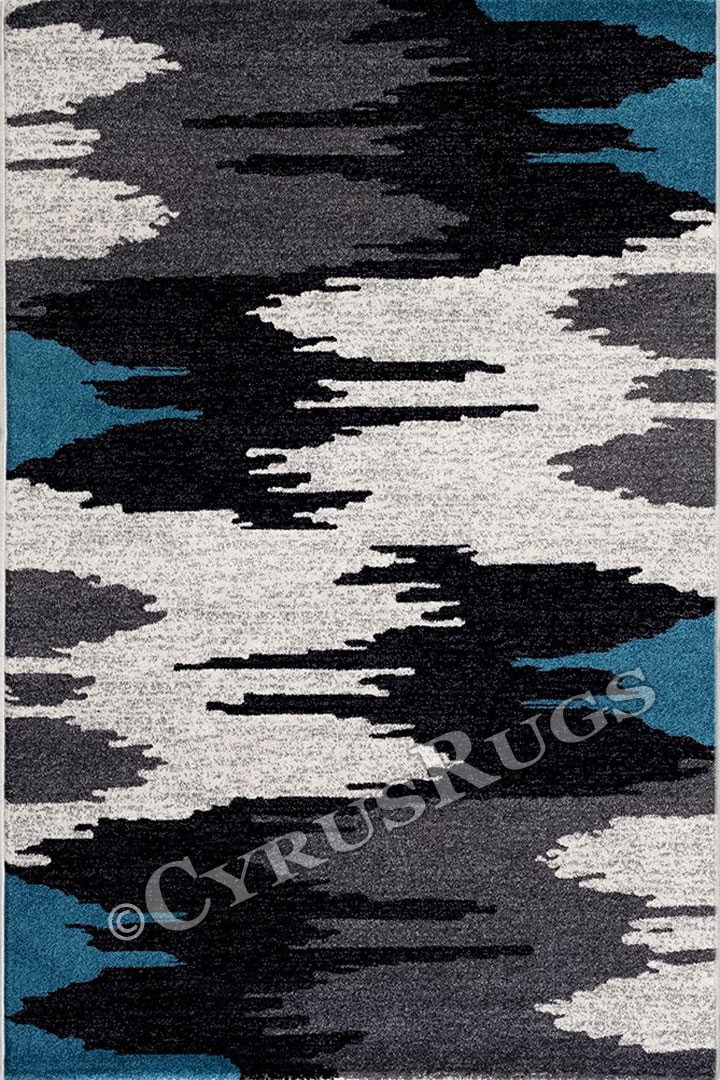 Renzo Modern Abstract Rugs 4070 Light Grey Blue - Click Image to Close