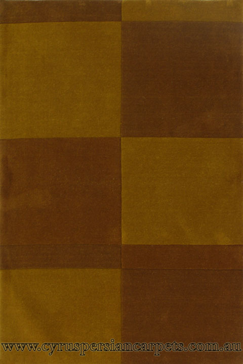 Sahand Wool Modern Square Pattern Rug 972 Brown - Click Image to Close
